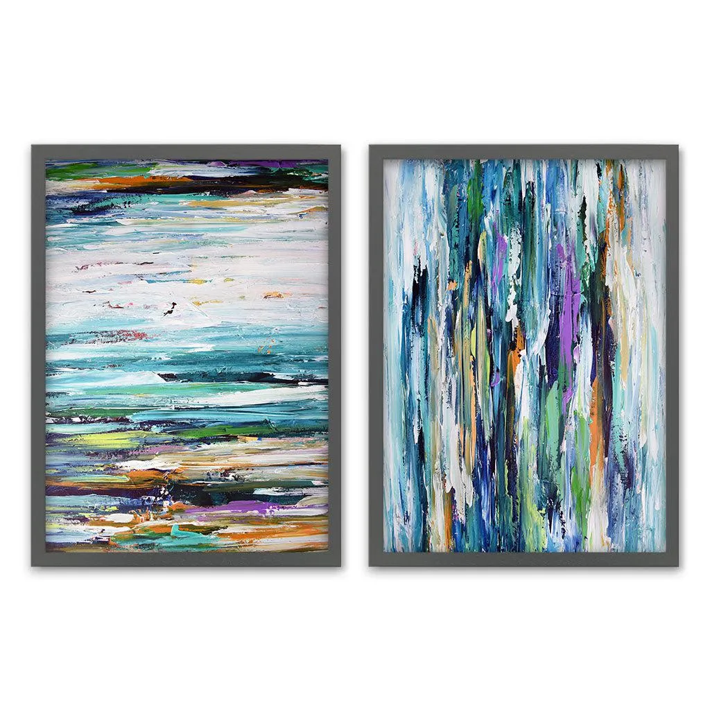 Abstract Purple Rain - Print Set of 2