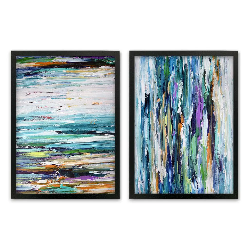 Abstract Purple Rain - Print Set of 2