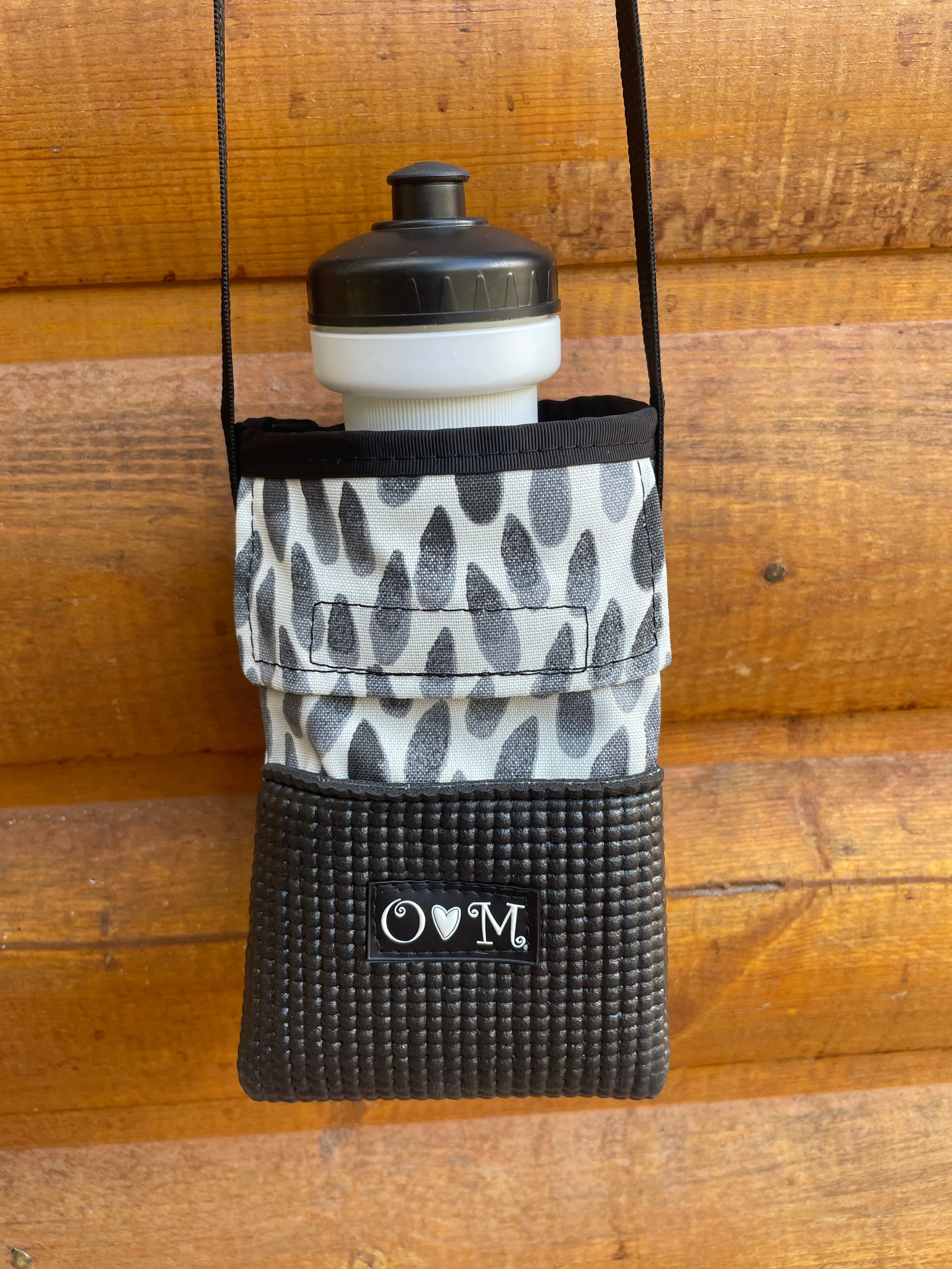 Ajax Black Water Bottle Holder/ Purse-Rain drop print fabric