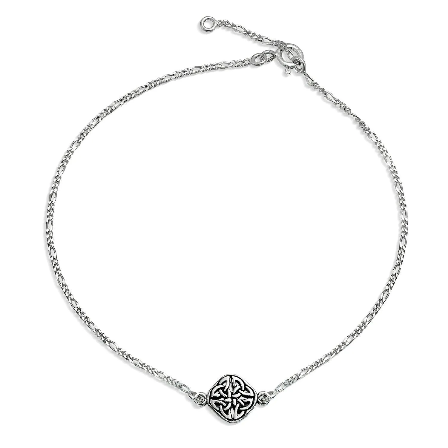 Celtic Triquetra Love Knot Claddagh Heart Anklet Ankle Bracelet Sterling Silver