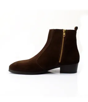 Cuban Zipper Boots - Brown Suede