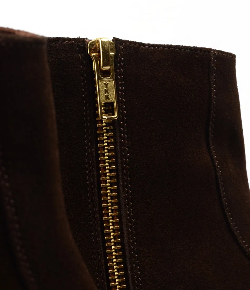 Cuban Zipper Boots - Brown Suede