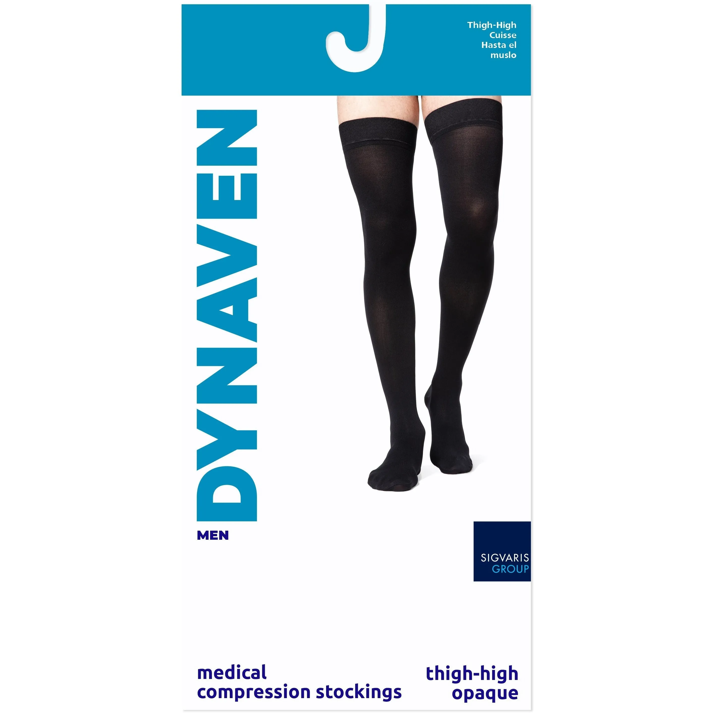 Dynaven Opaque Men's Thigh High 30-40 mmHg