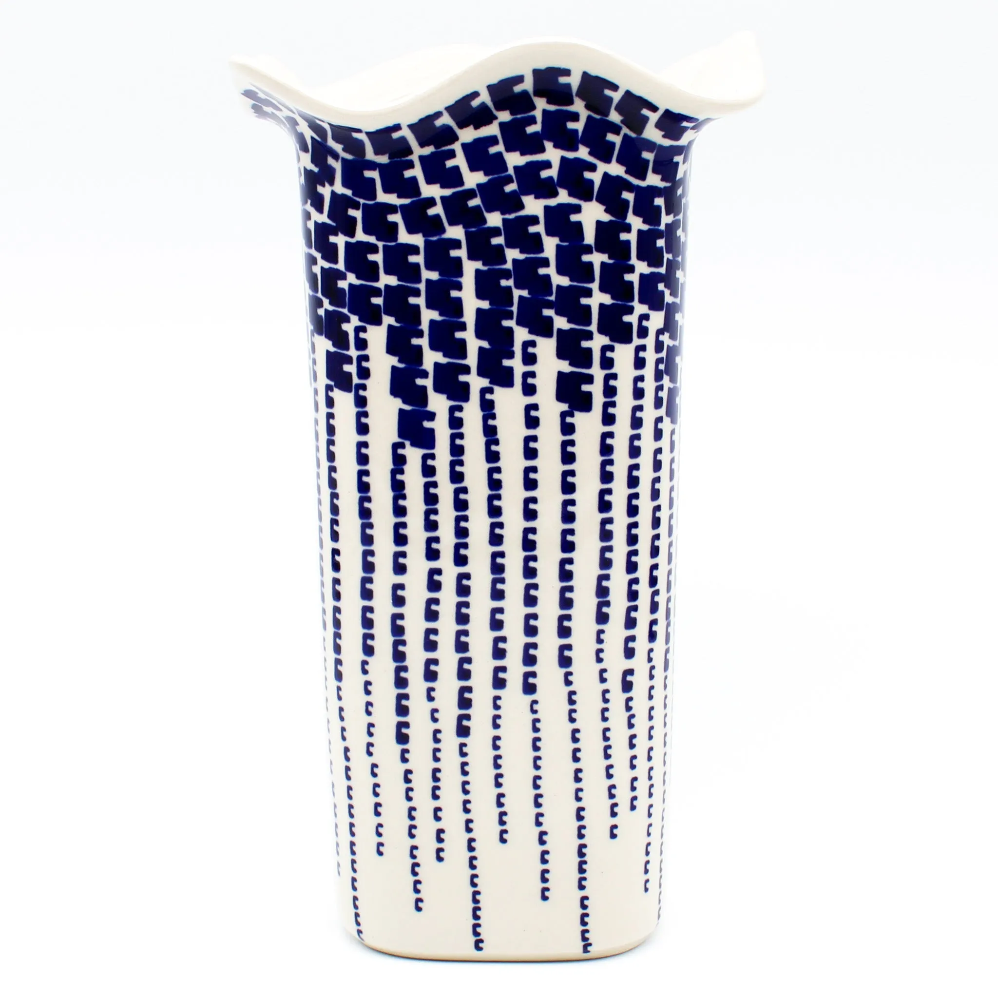 Fluted Vase in Blue Rain