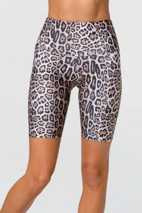 High Rise Biker Short -Leopard