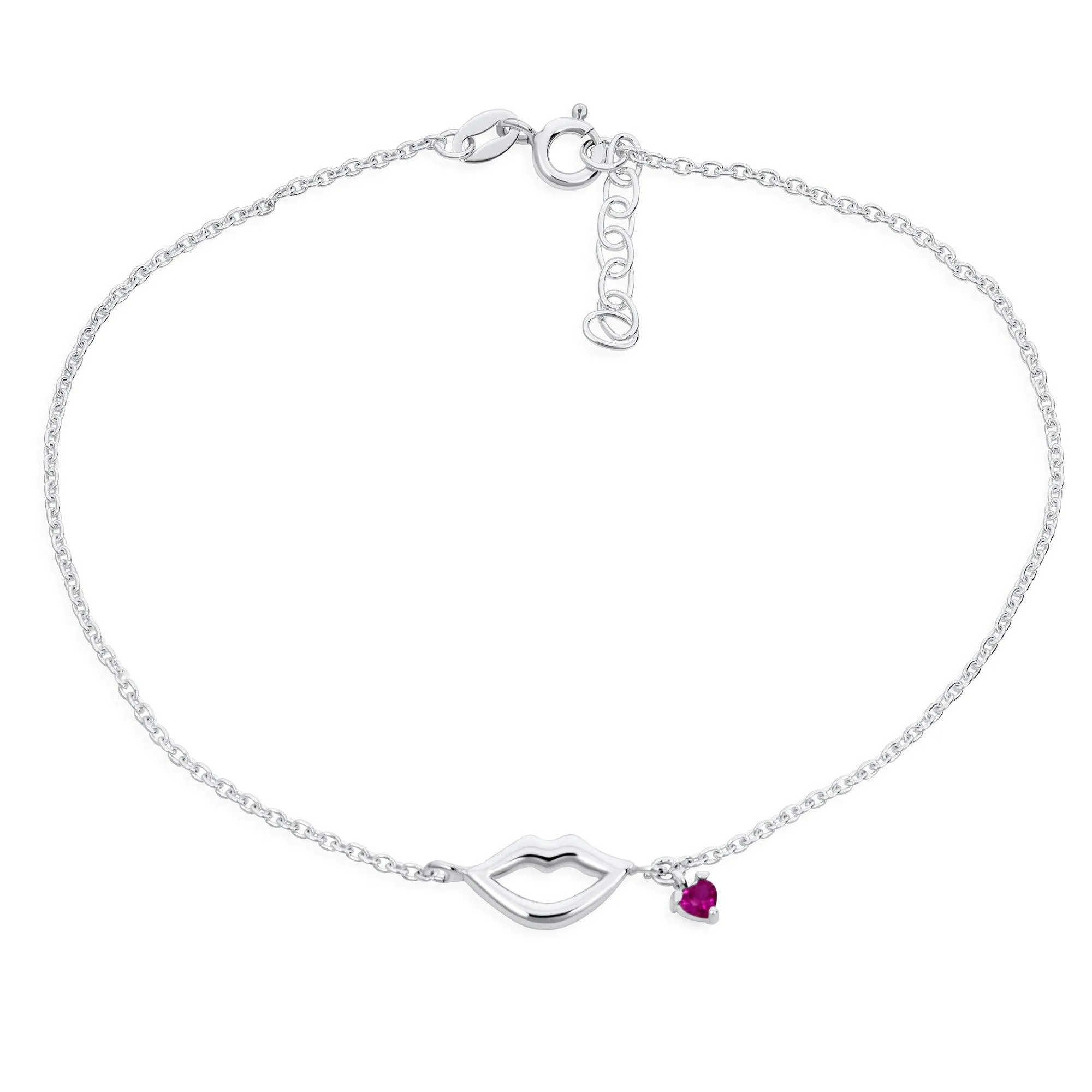 Interlocking Bow Hearts Anklet Ankle Bracelet .925 Sterling Silver