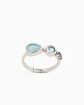 Island Rain Stone Ring - Larimar/Hampton Blue Topaz