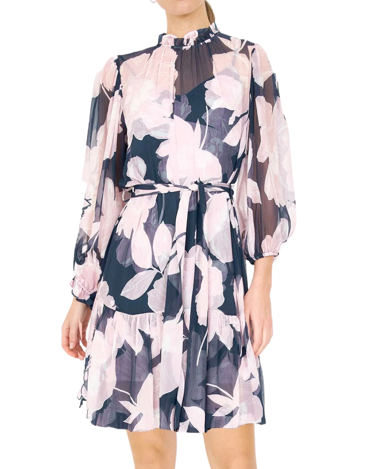 Jenny Knee Length Dress (Midnight Blossom)