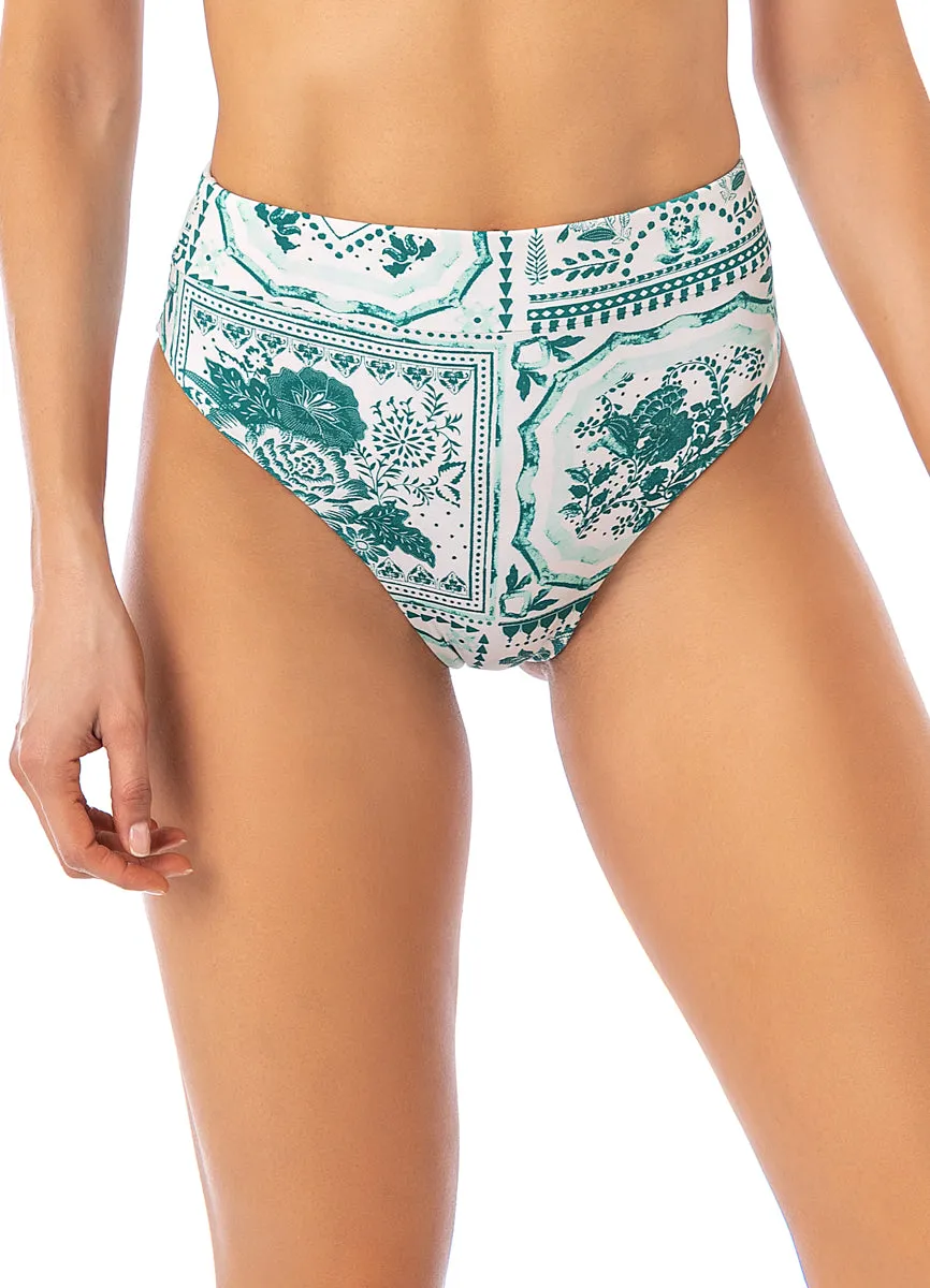 Maaji Morrocan Tiles Suzy Q High Rise/High Leg Bikini Bottom