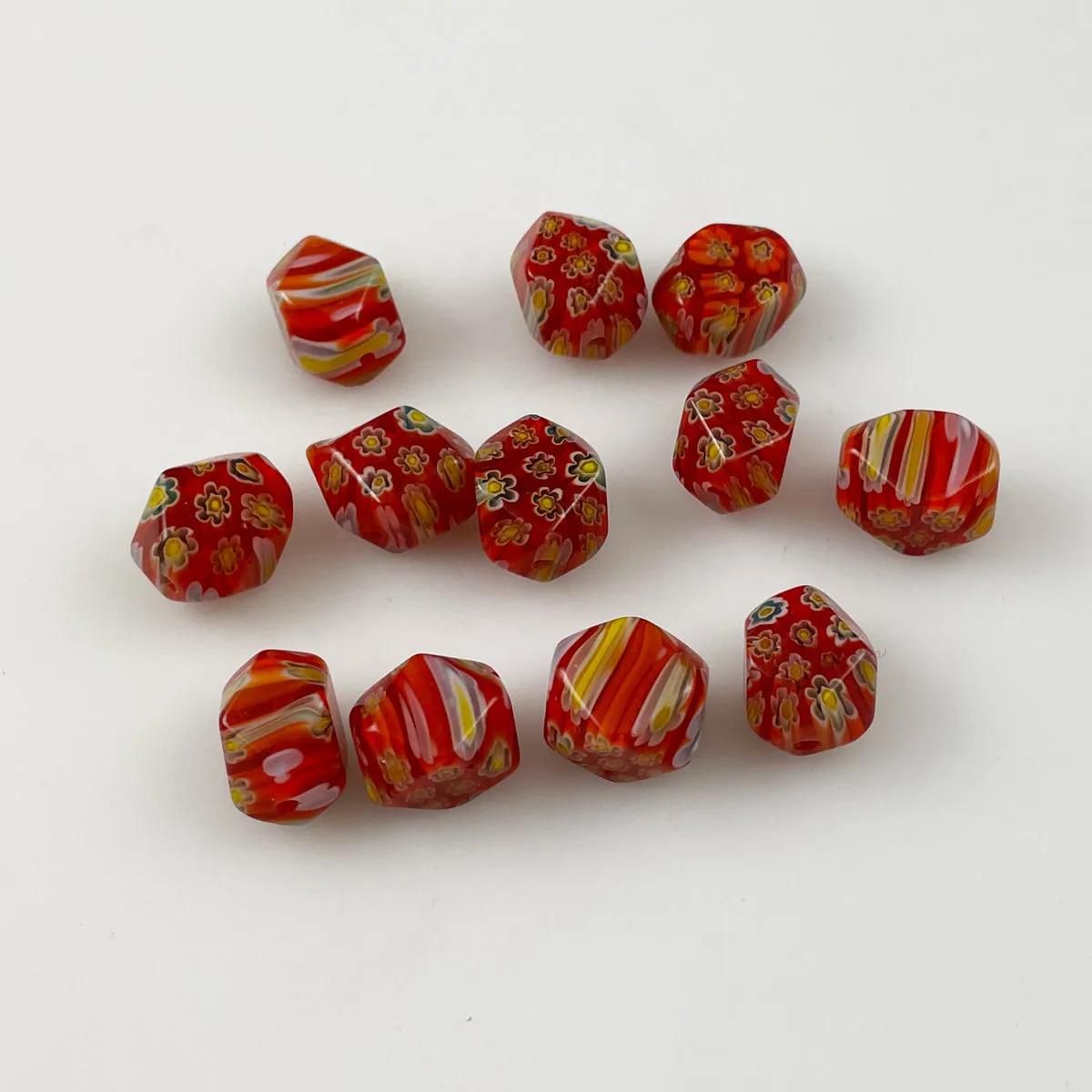 Orange Millefiori Beads Lamp Work 13mm (12)