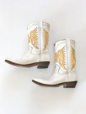 VINTAGE: Gold Metallic Eagle Cowboy Boots