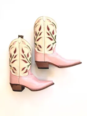 VINTAGE: Pink Floral Cowboy Boots