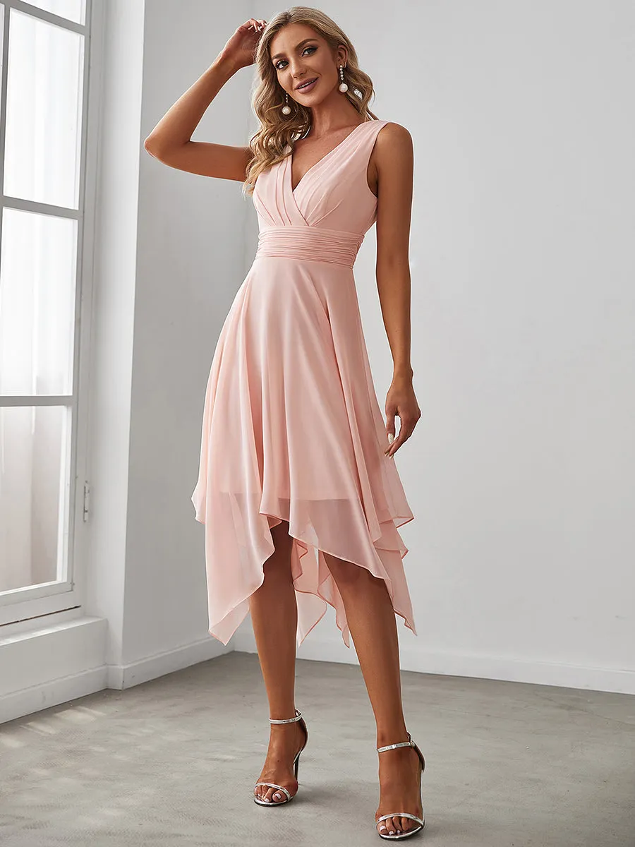 Wholesale Knee Length Chiffon Bridesmaid Dress with Irregular Hem