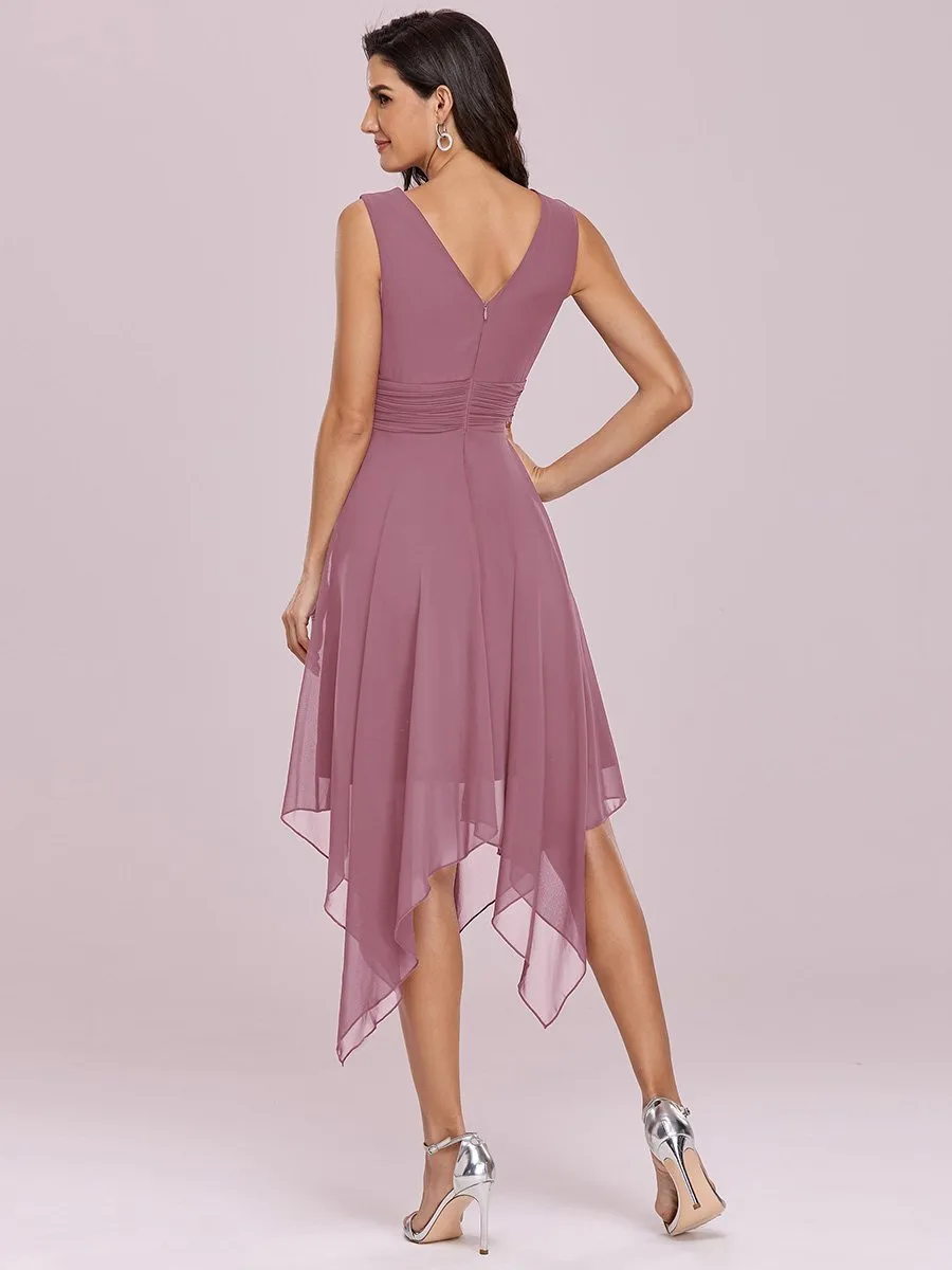 Wholesale Knee Length Chiffon Bridesmaid Dress with Irregular Hem