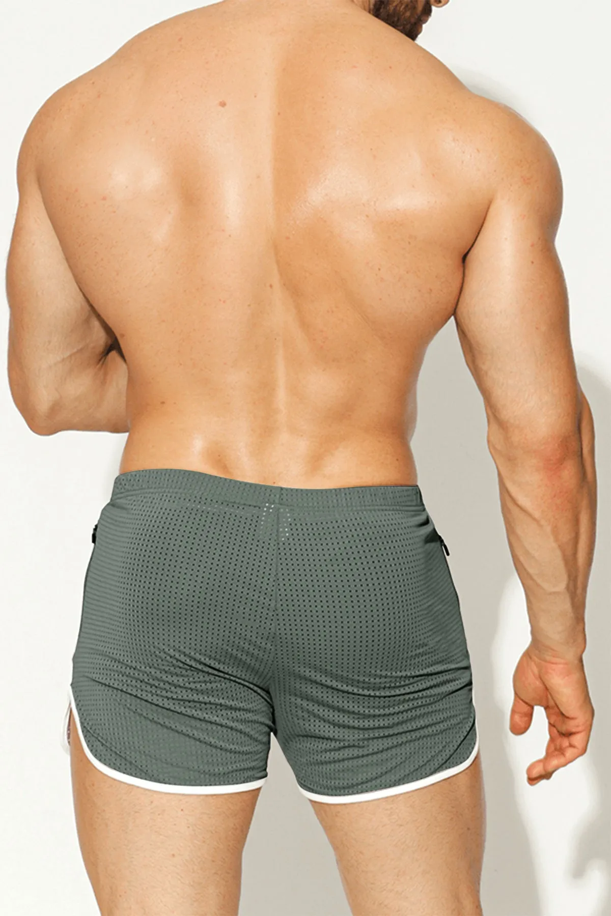 Work-It-Out Perforated 4" Short Shorts - Olive